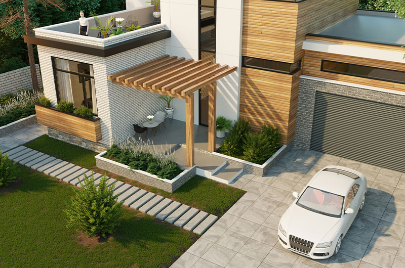 拠点の東近江市で機能性・防犯性も追求した外構工事の設計を担当